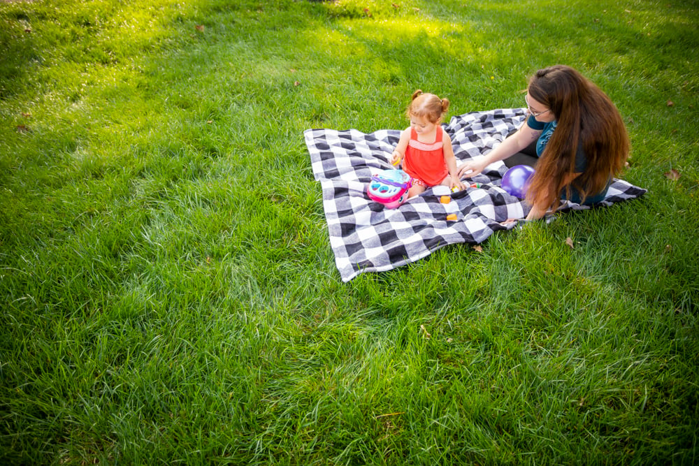 lawn care customers enjoying their healthy lawn